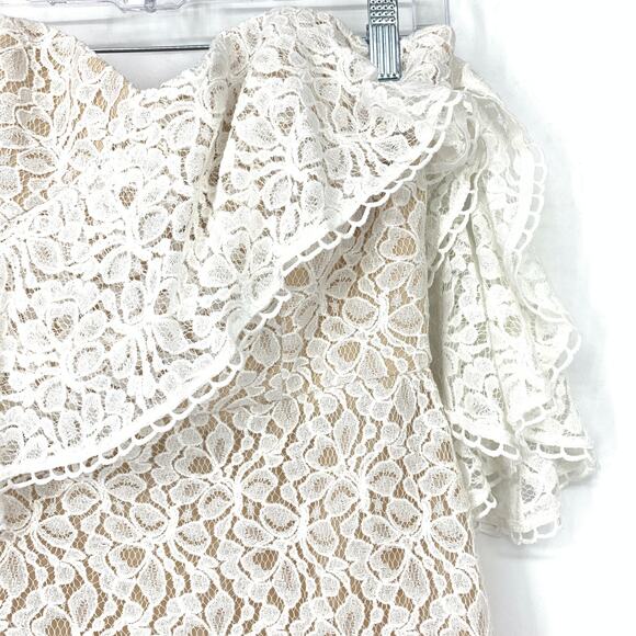 Allen Schwartz Dress Women's Size 6 Ruffle Lace Strapless Off Shoulder White - Picture 4 of 7